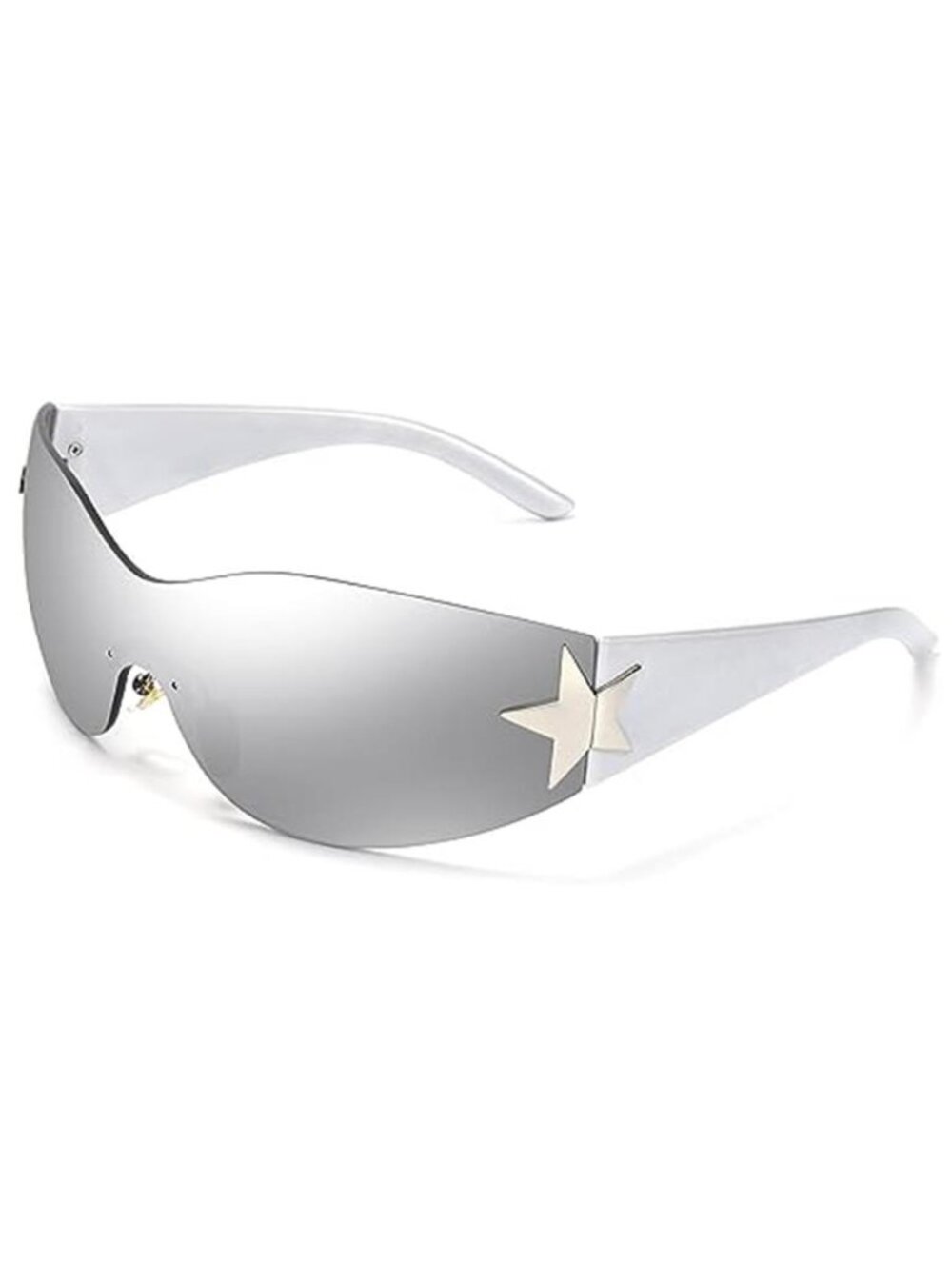Y2K Rimless Wrap Sunglasses Futuristic Shield UV Protection Fashion Shades Women